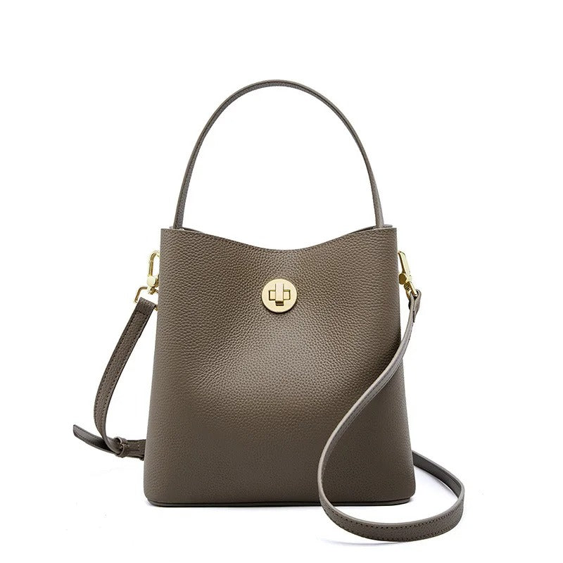 Autumn/Winter New Bucket Real leather women's bag single shoulder crossbody bag