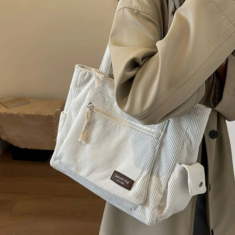 Retro Multi Pockets Handbag For School Work Shopping