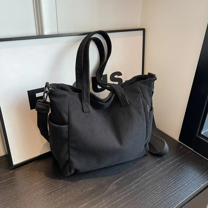 Corduroy Square BagUnisex Large Capacity Leisure Portable Crossbody Bag