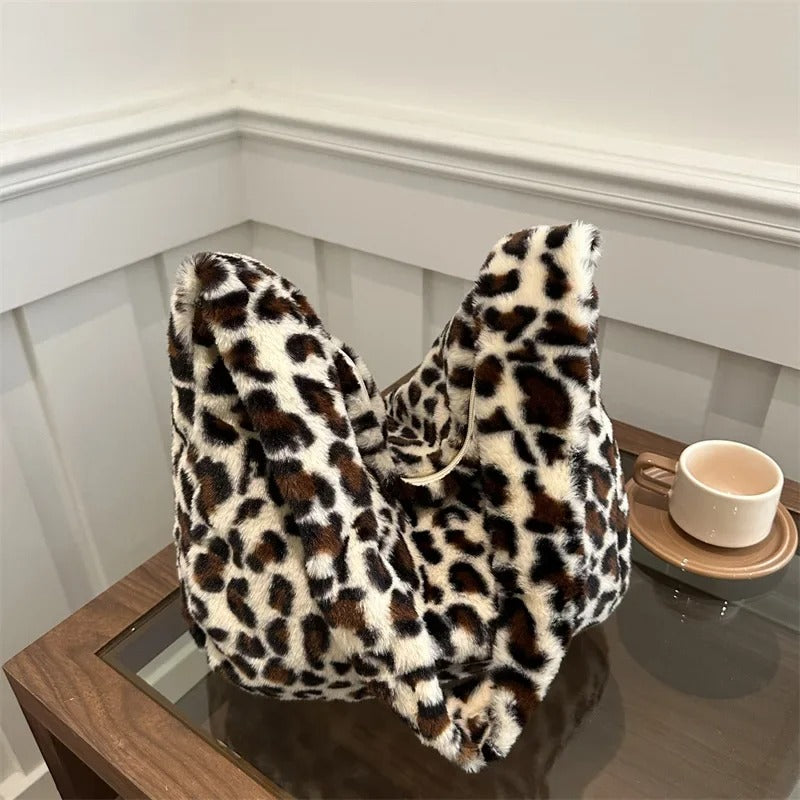 Soft Plush Shoulder Bags Female Large Capacity Travel Bag Winter Warm