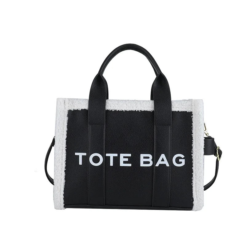 Solid Color Quilted Letter Print Crossbody Bag Women's Trendy Casual
