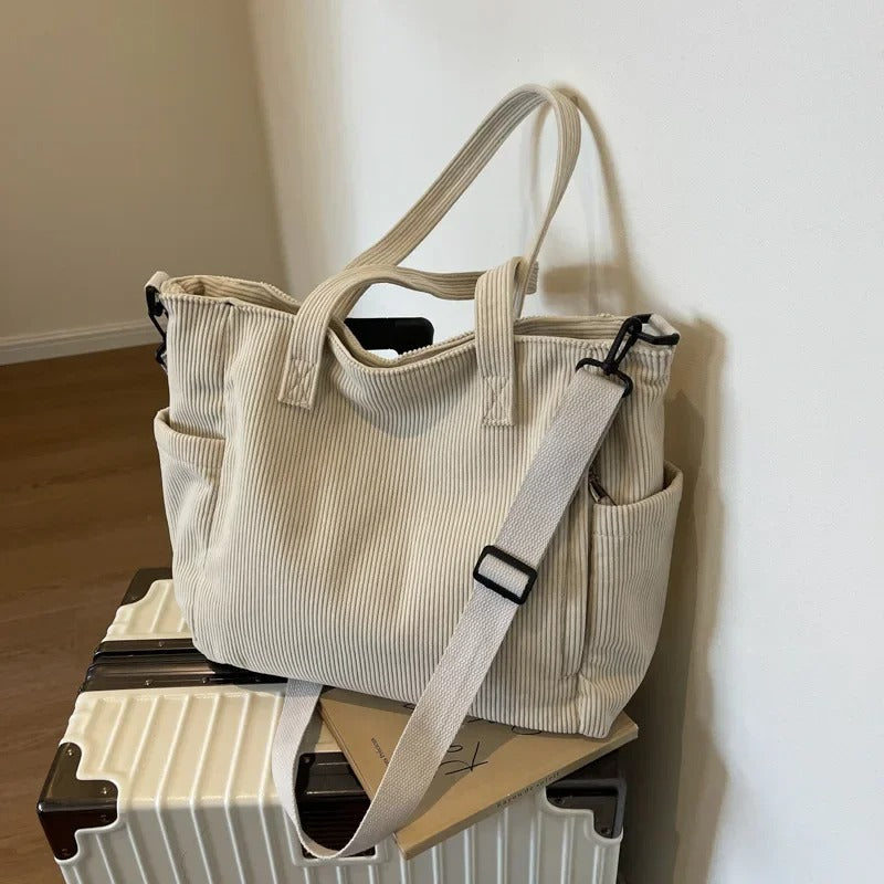Corduroy Square BagUnisex Large Capacity Leisure Portable Crossbody Bag
